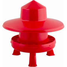 PLASTIC POULTRY FEEDER 4 KG. WITH LEGS & RAINHAT - RED