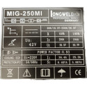 Metināšanas pusautomāts LONGWELD MIG-250MI
