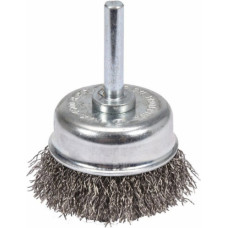 Crimped wire cup brush with shaft 50mm INOX
